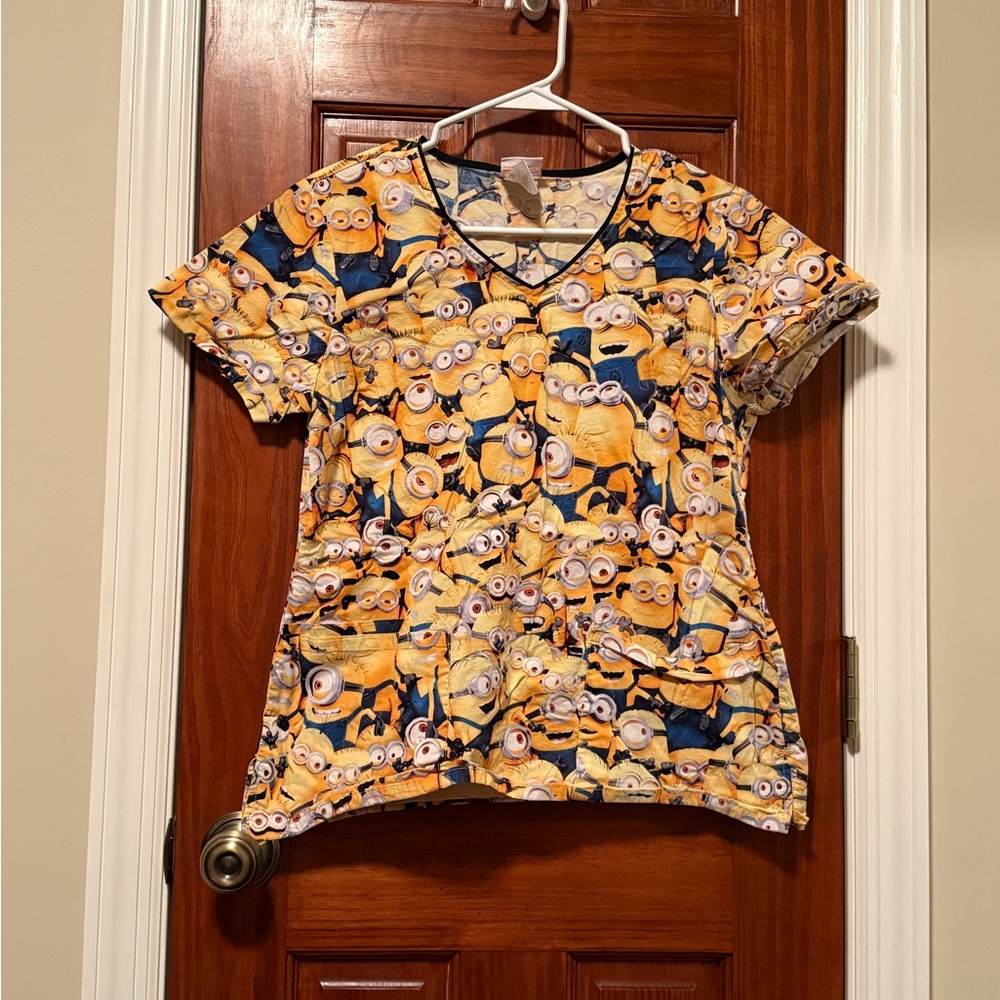 Minions Themed Scrub Top - Yellow and Blue